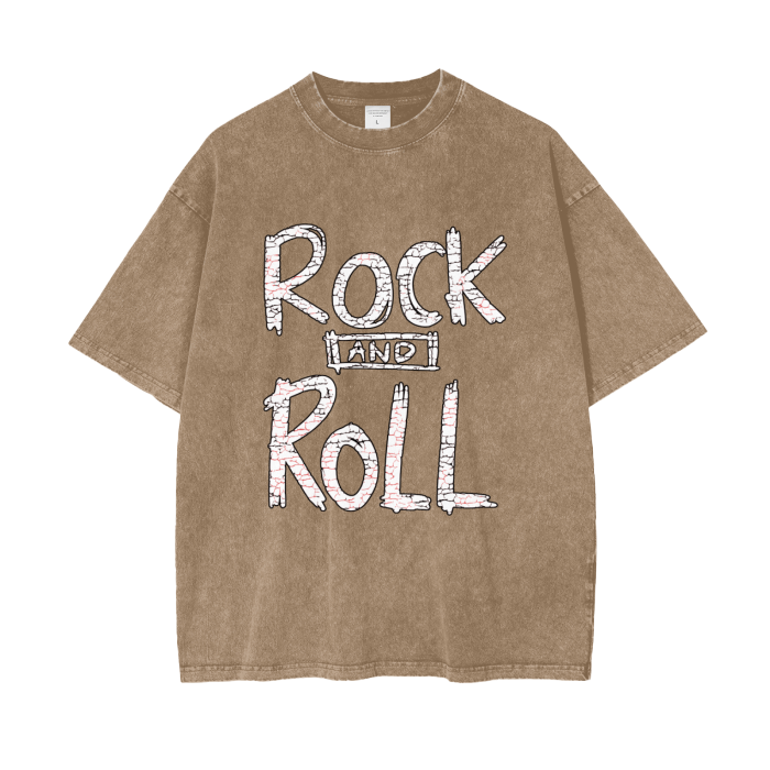 ROCK N ROLL T-SHIRT WASHED,T-SHIRT,WASHED,ROCK