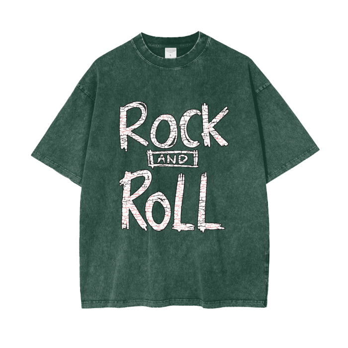 ROCK N ROLL T-SHIRT WASHED,T-SHIRT,WASHED,ROCK