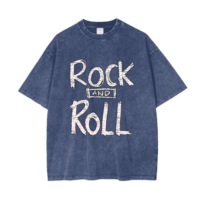 ROCK N ROLL T-SHIRT WASHED,T-SHIRT,WASHED,ROCK